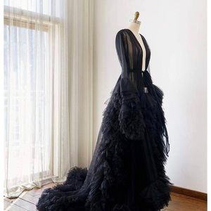 Black Robe, Boudoir robe, wedding day robe, Maternity robe